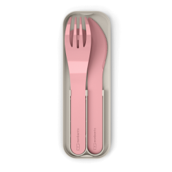 Monbento Pocket műanyag evőeszköz készlet tokkal - pink Blush