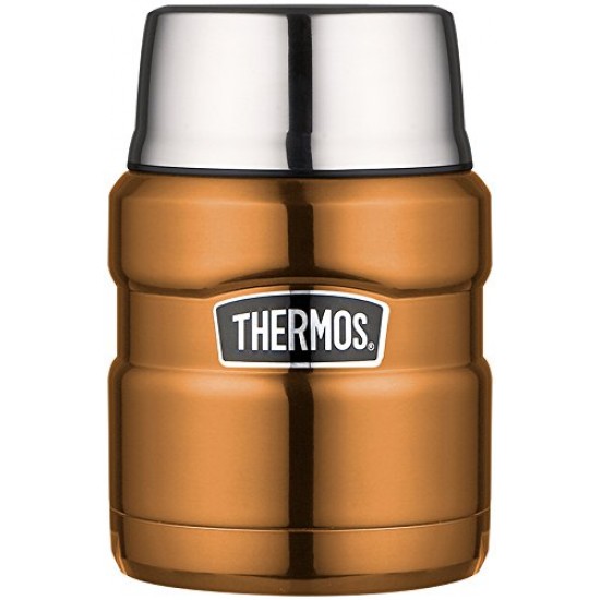 Ételtermosz, ételtartó - Thermos Food Jar - 470 ml - arany színben, kanállal, dupla falu, Thermos ™ vákuumszigetelő technológia