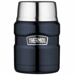 Ételtermosz, ételtartó - Thermos Food Jar - 470 ml - fekete színben, kanállal, dupla falu, Thermos ™ vákuumszigetelő technológia