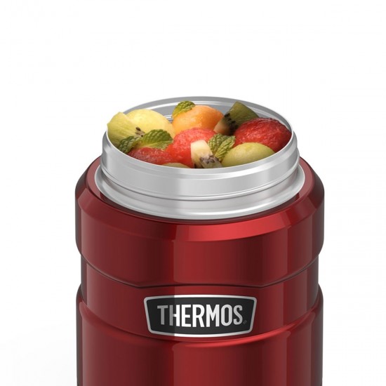 Ételtermosz, ételtartó kanállal - Thermos Food Jar - 710 ml - matt fekete  színben, dupla falu, Thermos ™ vákuumszigetelő technológia