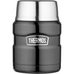 Ételtermosz, ételtartó - Thermos Food Jar - 470 ml - szürke színben, kanállal, dupla falu, Thermos ™ vákuumszigetelő technológia