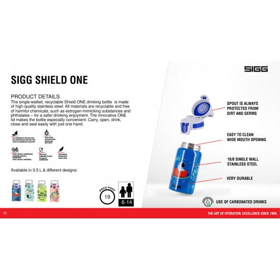 SIGG Kids Shield One fém gyerekkulacs 500 ml - Space